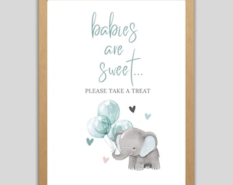 Letreros "Los bebés son dulces": Globos para baby shower, Letrero "Llévate un capricho" para baby shower de animales de safari, Letrero "Elefante para baby shower" 2912