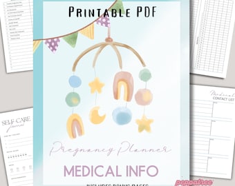 Planificador de información médica del embarazo imprimible / Paquete de diario del embarazo para la futura mamá, los padres nuevos y los futuros padres Carpeta médica, Imprimir inicio