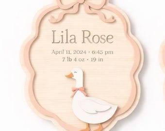 Goose Birth Announcement Sign | Personalised | Nursery Decor | Baby Shower Gift, New Parents Keepsake