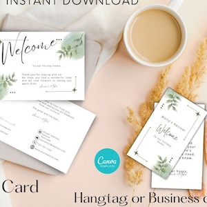 Willkommensgeschenk Hangtag oder Visitenkarte Airbnb Template | DIY Airbnb Vbro Gästehaus Willkommenskarte, bearbeitbare Vorlage