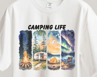 Camiseta Camping Life: Aventura ao ar livre cênica, presente para amantes da natureza