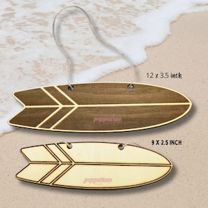 Plaque de porte personnalisée avec nom de planche de surf 3D | Plaque de porte de pépinière | Plaque nominative | Décoration de chambre sur le thème de la plage