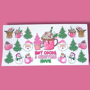 Hot Cocoa and Christmas Movie, Christmas Vibes UV DTF Wraps | Suitable for 16oz Glass Mug