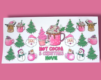 Heißer Kakao und Weihnachtsfilm, Christmas Vibes UV DTF Wraps | Geeignet für 16oz Glasbecher