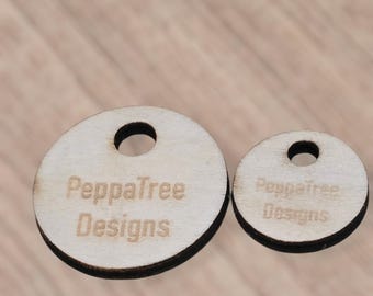 Etiquetas de madeira personalizadas gravadas: círculo personalizado, lembrancinhas de casamento