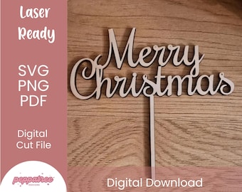 God jul tårtdekoration SVG | Julfestdekoration | Laserskuren tårtdekoration för högtider | Festlig bakning SVG