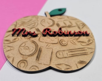 Enfeite de Natal personalizado para professor | Enfeite de Natal de maçã