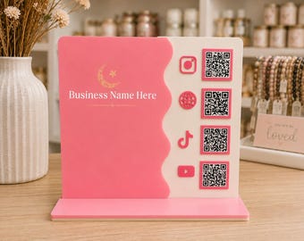 Business Station - 4 QR Code Square Reader Business Card Holder | Business Signage