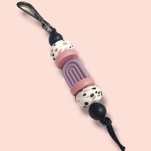 Purple Rainbow Terrazzo Silicone Beaded Keyring | Handmade Keyring | Keyrings Id Holders Lanyards | Custom Designs Teachers Appreciation