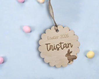Easter - Scalloped Easter Personalised Name Tag - A Little Easter Magic
