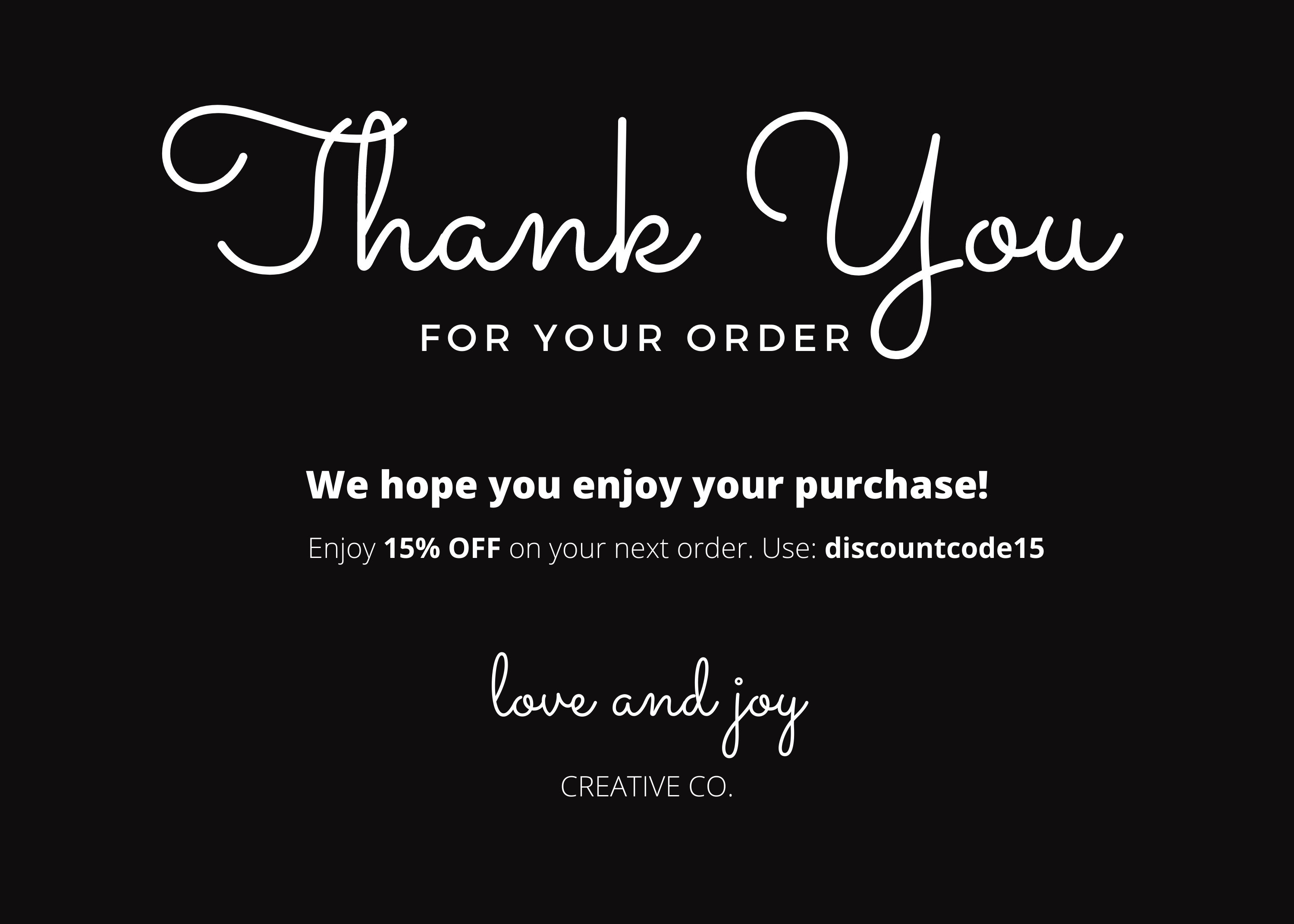 Minimalist Black and White Thank You for Your Order Card Template X 2