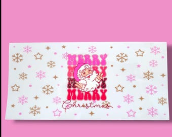 Merry Christmas Santa UV DTF Wrap | Geeignet für 16oz Glasbecher