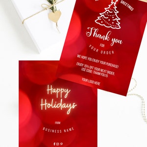 Tarjeta de agradecimiento navideño para empresas por su pedido, agradecimiento navideño para pequeñas empresas - Plantilla CANVA