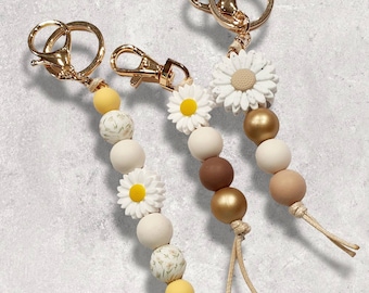 Keyring Silicone Bead - Daisy Flower Collection | Handmade Keyring or Lanyard | Custom orders | Keyrings Id Holder