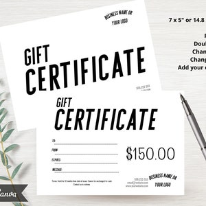 Minimalist Father&#39;s Day Gift Certificate, Voucher Template, Gift Voucher Template, Editable Voucher, Printable, DIY Gift Card template #01