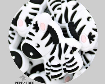 Zebra Silicone Beads | Zebra Striped Beads | BPA Free | AU | 1 Pack