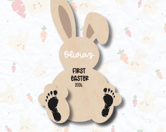 Baby's First Easter Personalised Footprint Plaque | Custom First Easter Plaque | 1st Easter Sign | Easter Keepsake | Bunny Baby Photo Prop