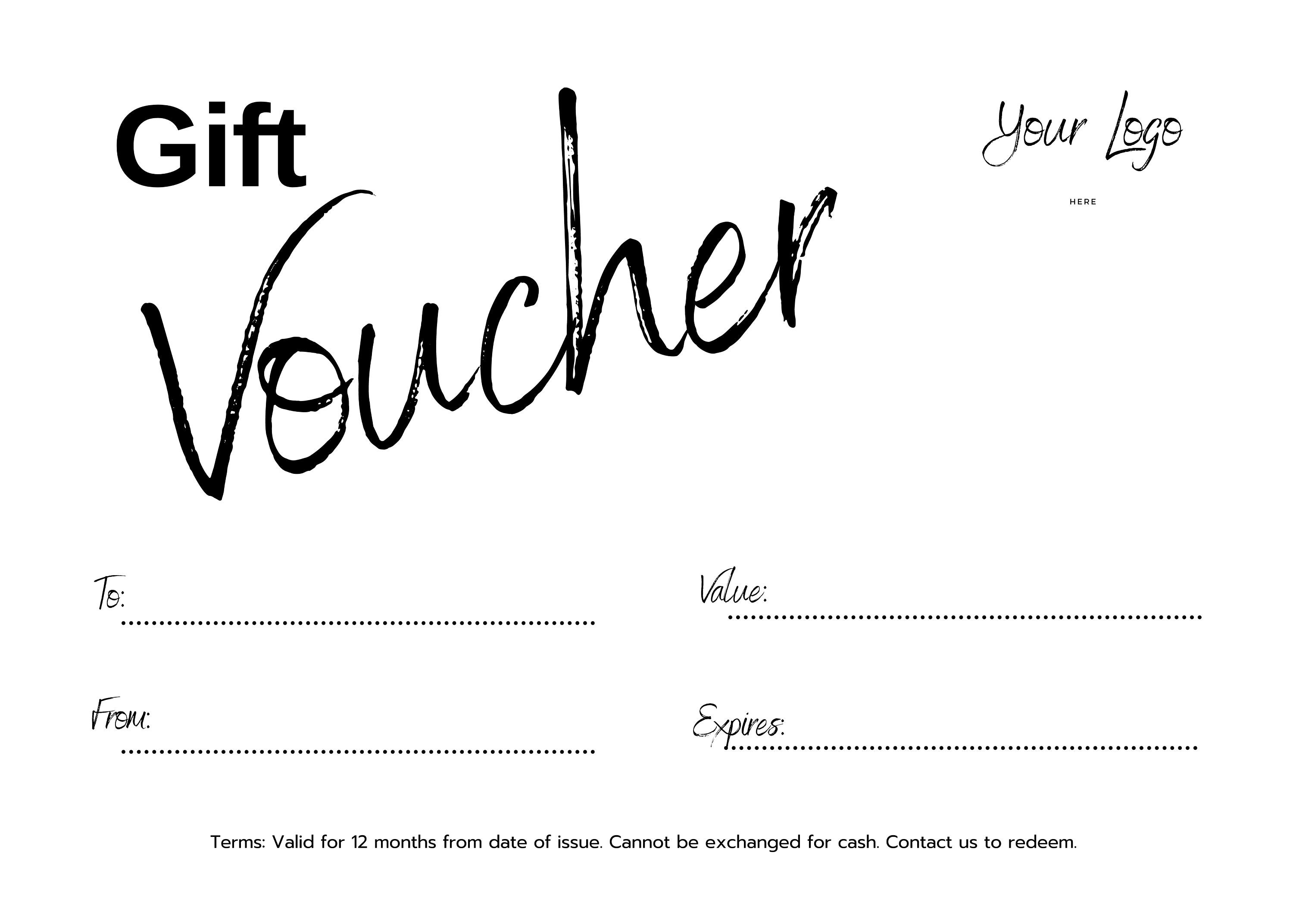 Minimalist White Black Gift Voucher Template Gift Etsy
