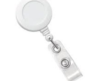 Retractable Badge Reel with Rotating Alligator Clip - Snow White - each