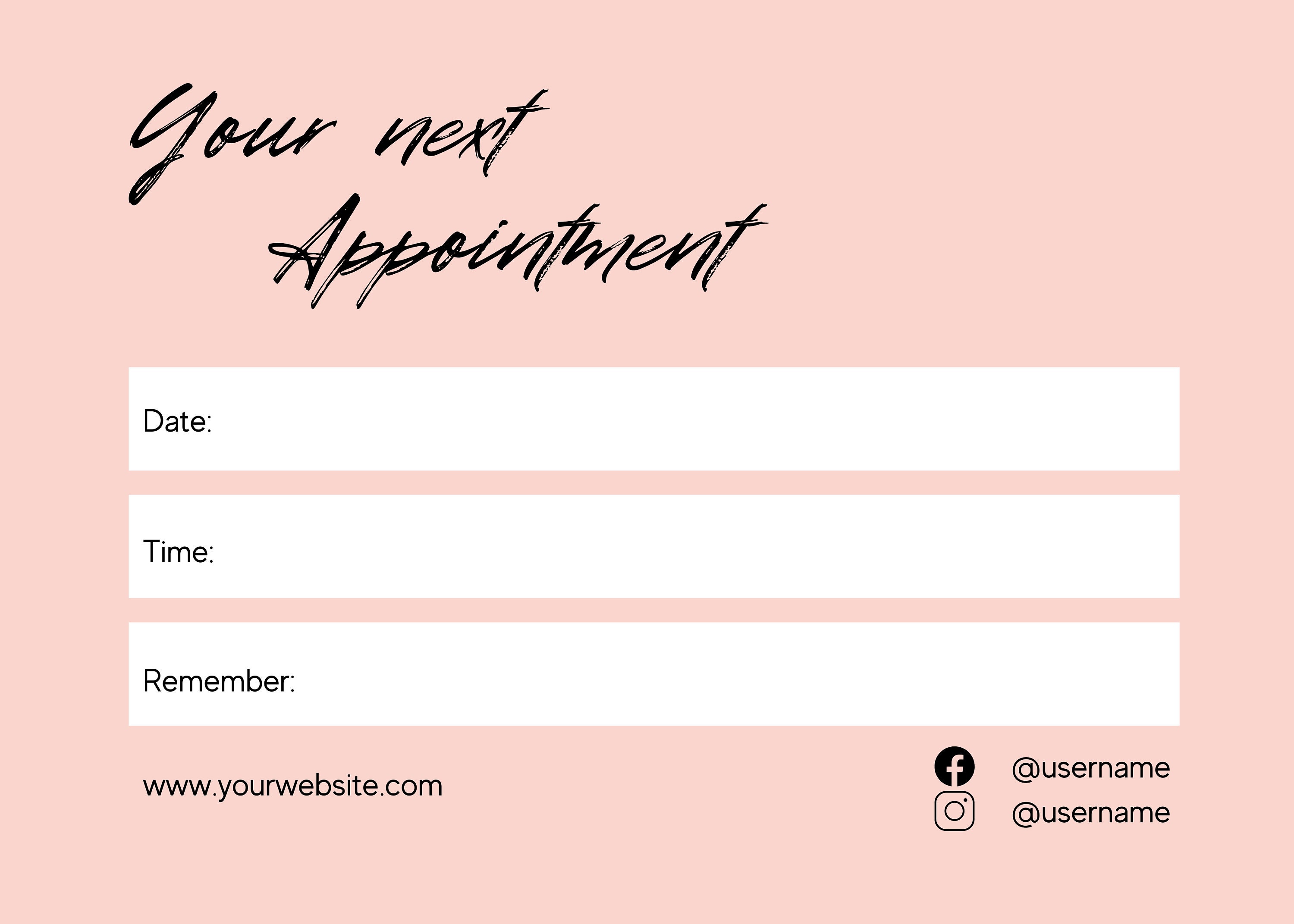 Appointment Card DIY Appointment Card Editable Etsy Espa a