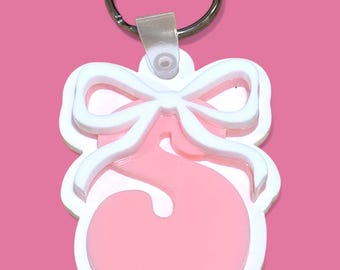Initial Bow Keychain | Custom Initial Bow Bag Tag