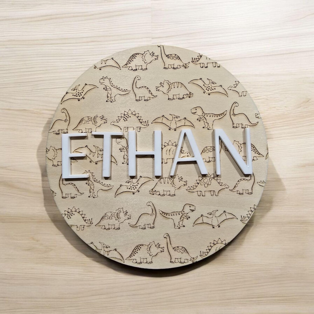 Dinosaur Name Sign: 3D Acrylic Baby Announcement Plaque - Etsy