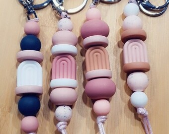 Silicone Beads Boho Arch Keyring | Pink White Blue Keyrings or Lanyards | Handmade | Custom orders | Work Lanyards  | Cruise lanyards Peppa