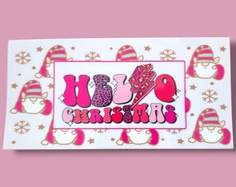 Hello Christmas Gnome Weihnachten UV DTF Wrap | Geeignet für 16oz Glasbecher