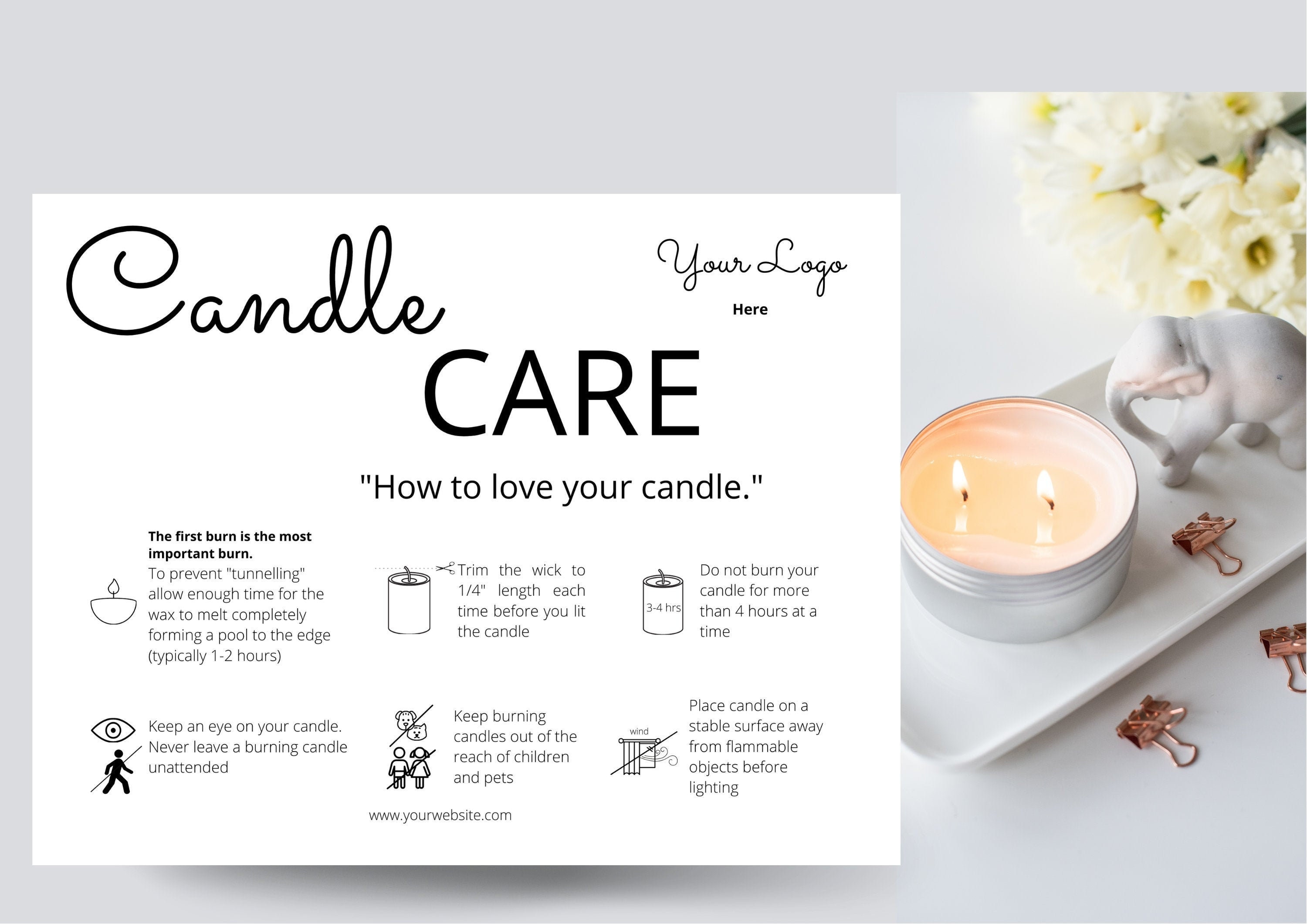 Candle Care Cards Template Free