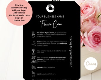 DIY Flower Care Hangtag, Flower Plant Care Template, Editable Flower Care Instructions Tag, Care Hangtag, Flower Tag, General Care #0409