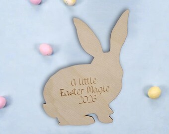 Engraved Birch Plywood Easter Bunny Tag – 'A Little Easter Magic'