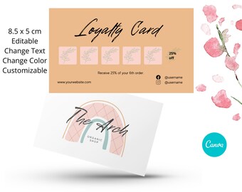 Regenbogen Boho Treuekarte oder Rabattkarte, DIY Loyalitätskarte, bearbeitbar, anpassbar, Bio Regenbogen, druckbar, INSTANT DOWNLOAD, #12