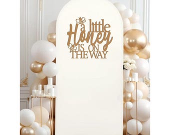 A Little Honey Is On The Way Baby Shower Sign, Large Wooden Bee Theme Banner, Gender Neutral Backdrop, Boy or Girl Photo Booth Decoration #2