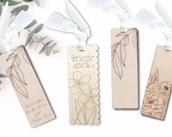 Christian Floral Bookmark – Scripture Bookmark – Mother’s Day Gift for Mom – Christian Gift for Women – Engraved Wooden Bookmark