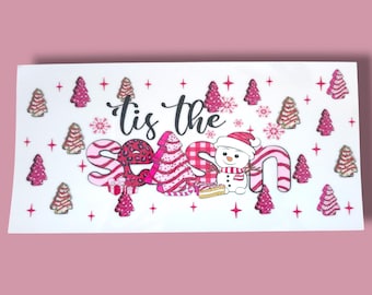 Dies ist die Saison Weihnachten UV DTF Wrap | Geeignet für 16oz Glasbecher