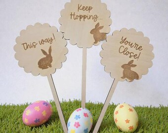 Wooden Easter Egg Hunt Sign Markers – Garden Decor