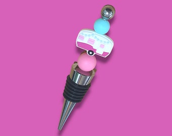 Wine Bottle Stopper RV Camper Silicone Beaded Topper | Caravan Beaded Wine Topper | AU