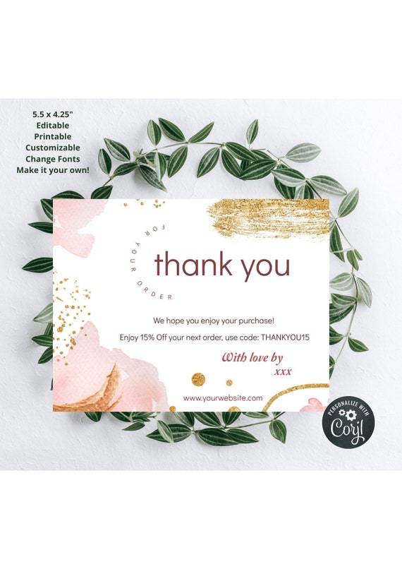 Business Thank You Card Template Printable Thank You for | Etsy