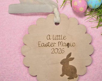 Easter - A Little Easter Magic  2026 Scalloped Hanging Tag | Bunny Collection | Easter Decor