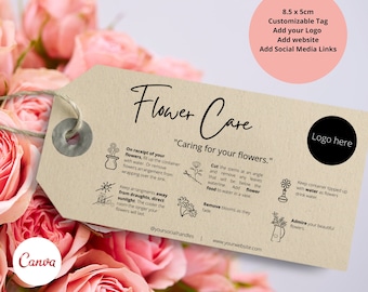 Flower Care Hangtag Template | DIY Flower Plant Care, Editable Flower Care Instructions Tag, Care Hangtag, Flower Tag, General Care #0408