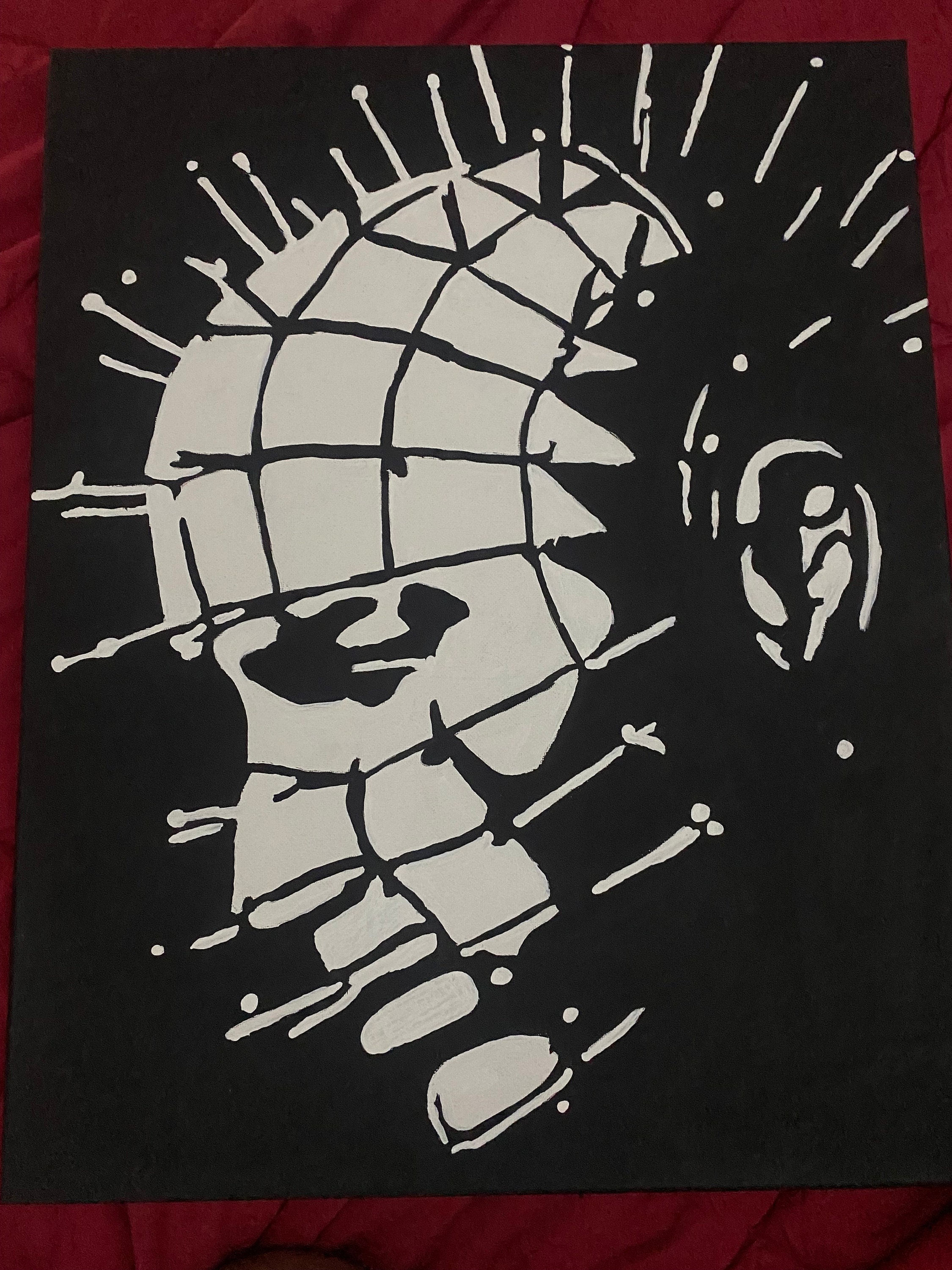 Pinhead from Hellraiser black and white painting 16 x 20