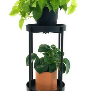 2 Tier Metal Plant Stand 23 Inch Tall Black No Assemble
