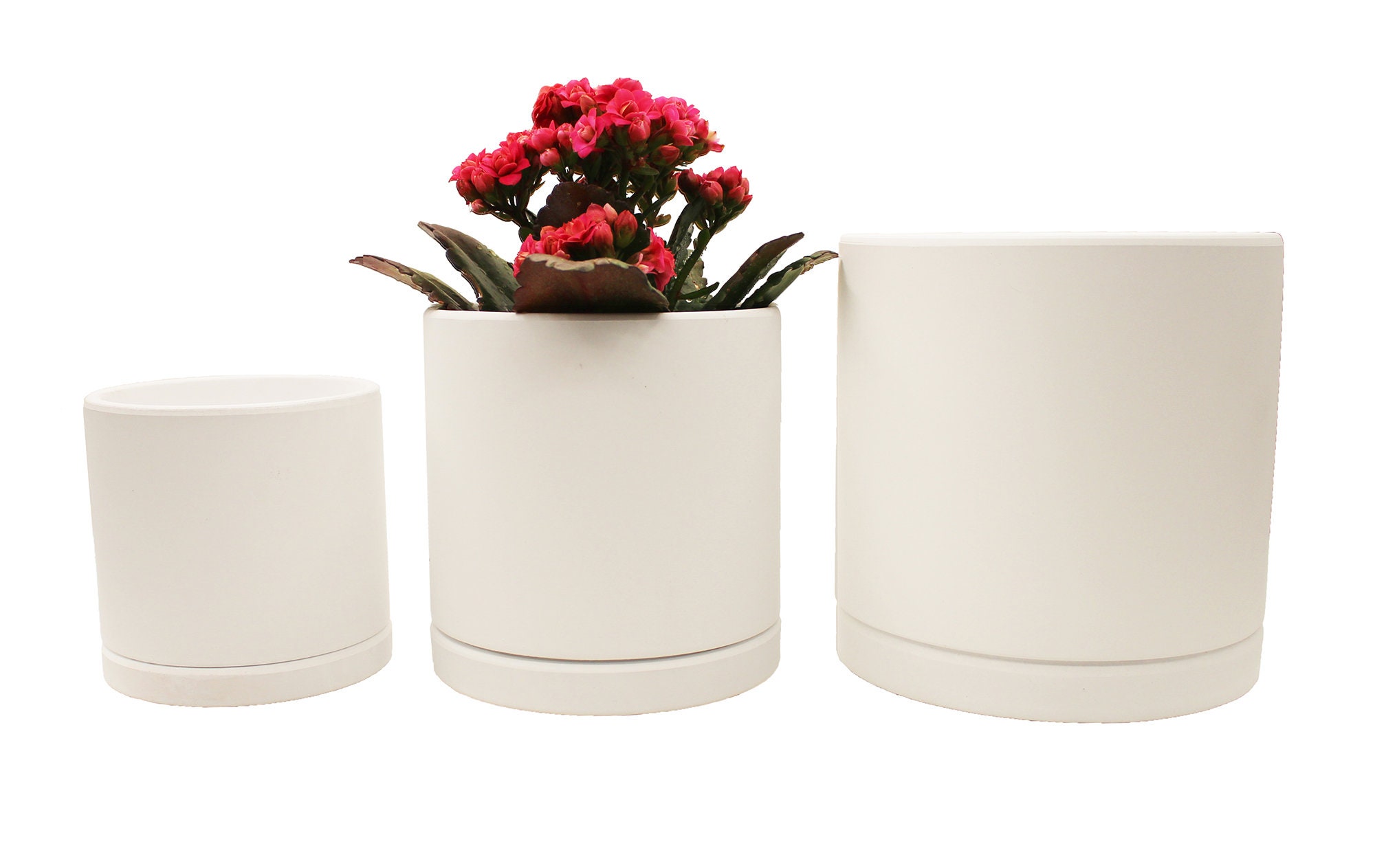 White Terracotta Planter Pots with Saucers 3 pc Sets 4 Inch 5 Etsy
