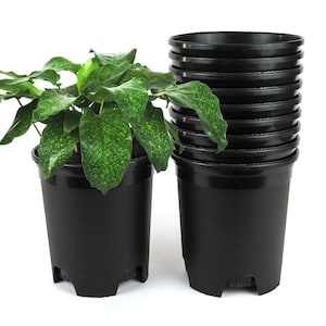 10-Pack 1 Gallon Nursery Pot Liners Plastic Planters for Outdoor Indoor Plants Gardening Flower Pots 6 Inch Wide with Drainage Holes