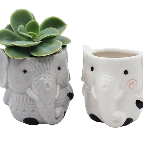 Animal Planter Elephant Decor 2 Pack Succulent Pots Ceramic - Etsy Animal Planter Elephant Decor 2 Pack Succulent Pots Ceramic - Etsy