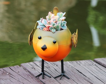 Metal Planter Succulent Pot Gardening Decoration Little Bird Planter