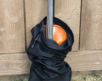 Navy Black & Green Tartan Silk Violin Bag