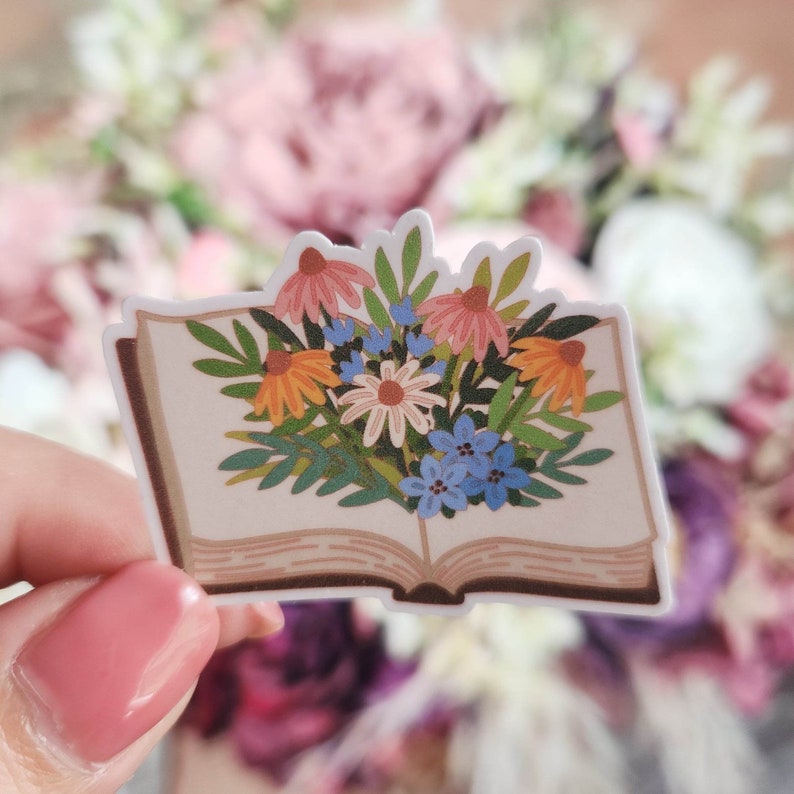 Flower Book Sticker - Etsy