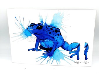 Azureus Dart Frog Watercolor Print (8.5" x 11")