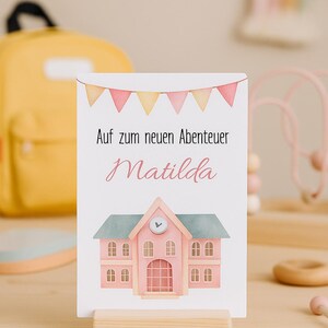 Tarjeta de inscripción escolar «A una nueva aventura»: tarjeta de acuarela con un diseño encantador y nombre – Eich & Ella